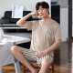 Jiao Men's Pajamas Summer de verano puro Manaje corto de manga redonda de cuello transpirable Simple Suport para sudor absorbente cómodo juego de ropa para el hogar 02L854 2XL