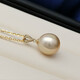 Handi skin white champagne gold 18K gold simple South Sea gold bead pearl pendant single drop-shaped seawater necklace
