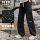 JEEP SPIRIT Jacket Pants Men's Spring and Autumn Outdoor Waterproof Overalls Men's Fashion Loose Casual Sports Pants Men's Black 2XL