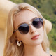 QBLU QIANBAILU Europäischer und amerikanischer Retro -Trend Sonnenbrille für Frauen polarisierte Metall Sonnenbrille Sonnenschutzbrille C2 Flaches Gungrau Blau