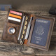 Enbaole retro Crazy Horse leather RFID anti-theft brushing certificate bag airtag family couple travel passport bag coffee color