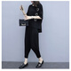 Mengsentu Summer Gran tamaño de mujer Fat Sister más grasa más pantalones casuales grandes MM MM Harem Set 2025 Spring and Summer Nuevo estilo negro <9928> M <sugerido 80-100>