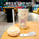 HAOJIXIANG IMPORTET QUALITÉ LEBETE Butterfly Hot Thermos Cup For Girls 'Sports de paille Portable Coupe d'eau Portable Cup de qualité alimentaire High Face Fined Inner [Antibactérienment amélioré 520 ml] BW1519 Purfly pur