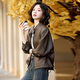 Homesee International Light Luxury High-end Jacket 2025 New Maillard Leather Jacket Women's Short Loose Casual Retro PU Brown M Recommended 115Jin Jin is equal to 0.5kg and below b