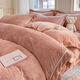 Mercury series A type 230g milk velvet coral velvet bed four-piece set 6D carved velvet winter bedding flannel thickened quilt cover 1 Yunshang-grey purple 1.8m bed sheet four-piece set