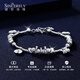 Shengshi Qiyuan platinum bracelet for women pt950 platinum bracelet with flashing blessing lock coiled bracelet Chinese Valentine's Day gift for girlfriend 17.08g/length 16-18.5cm adjustable
