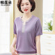 Kuzhang (Kuzhang) 2025 Neues Mutter-Sommer-Strick-T-Shirt im mittleren Alter mittleren Alters mit kurzärztem Anzug mittleren Alters mittleren und älterer Menschen mit großer Größe 9757 Red M empfohlen 80-95jin [Jin entspricht 0,5 kg]
