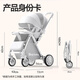 ANGI BABY stroller, high view, can sit and lie down, lightweight foldable, two-way push stroller, baby stroller, khaki color, can sit and lie down + four-wheel shock absorber, stroller can sit and lie down, one-button closing, four-wheel shock absorber