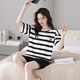 Pang Donglai 2023 women's summer pure cotton short-sleeved shorts for summer stripes can be worn outside home clothing suit YZT9885 M code recommended 80-100Jin [Jin equals 0.5 kg]
