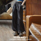 Maden 2025 Summer New Black Relajado Pantalones casuales Pantalones sueltos Pantalones de pierna ancha pantalones de cordón