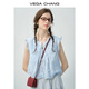 
VEGA CHANG [Single-piece necklace] shirt for women 2025 new summer flying sleeve hollow lace-up sweet sleeveless shirt shell white (shirt) L