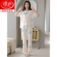 Langsha Summer Cotton Pyton Pyjamas pour femmes Pantalons à manches courtes Le coton peut être porté à l'extérieur pour les filles de vêtements décontractés sucrés z9711 2xl [Recommandé 140-160jin [Jin est égal à 0,5 kg] usure]