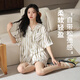 
Xia Wa.zhi.Xiu Bing Silk Pajamas for Women in Summer 2025 New Home Clothing Set Thin Style L
