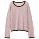 Drei Farbe 2025 Sommer neuer loser gestreifte Langschläfen gestricktes Pullover Hemd Klimaanlage Hemd Hemd Pullover Pullover M hellrosa Streifen M 160/84a