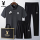Playboy (PLAYBOY) dad summer suit for middle-aged and elderly casual ice silk POLO. shirt short-sleeved T-shirt 40-60 years old clothes black 6629 [shorts] suit M wear 95-110Jin [Jin equals 0.5 kg]