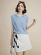Famanxuan (Famanxuan) Blue Sweater de chaleco sin mangas con capucha para mujeres 2025 Summer Nueva pieza de perlas en plurillo Hollow Top Top Night Star Palabra todo tamaños