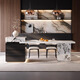 KSALOY Italian minimalist island dining table all-in-one home retractable slate small apartment restaurant high-end dining chair center guide table retractable island socket light strip + induction cooker 2.35m -2.7m slate island dining table