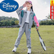 Disney (Disney) Girls Suit Autumn Children's Long-Sleeved Jacket + Casual Pants Two-piece Set for Older Children New Little Girl Suit Smiley Contrast Color Suit-Gray 140cm