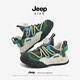 JEEP Jeep children's shoes boys' soft-soled sports shoes spring and autumn double mesh girls' running shoes Neptune Green/Chessboard Gray 28