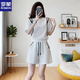 Romon (Romon) modische Sport-Kurzärärmel-Tops für Frauen außerhalb der Schulter für Frauen im Sommer Casual Zweiköpfige modische Fleischabdeckungs Shorts Black [Set] M Empfohlen 80-100 Jin [Jin entspricht 0,5 kg]