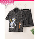 Modal Summer à manches courtes à manches minces pyjamas pour hommes vêtements pour hommes Carton d'été Imprimé coréen version beau jeune homme 3271 Costume à manches courtes M (70-100jin [Jin est égal à 0,5 kg]))