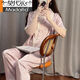 Modal Palace Style Pajamas for Women Summer Set Thin Cool Ice Silk Short Sleeve Trousers Purple Girl Jacquard Home Clothing YFY-9905 [Peach Short Sleeve Trousers] M [Suggested 80-100Jin [Jin equals 0.5 kg]]