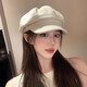 Retro octagonal beret hat for women in summer 2025 new Korean style trendy versatile big head circumference showing face little painter hat #1194-beige one size (54-58cm) can generally be worn
