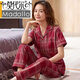 Modal Summer Cotton Pyjamas Frauen neue 2025 kurzärmelige Hosen dünne karierte Baumwollmutter Home Kleidung PT-9922 XL-Empfohlen 115-135Jin [Jin ist 0,5 kg]