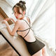 Sexy Perspektive Pajamas verführerische Flirtung heißer Hosenträger Rock auf dem Bett leidenschaftliche Mitternacht Charming Woman 9794 Sexy Rückenless Rock Schwarz + Gib -Schritt -Trikothosen alle Größen