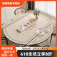 Megronenklapperisch Klapptisch Runde Tisch Oval Esstisch Matte kostenlos waschen High-End-Klapptisch WCJJ Frewell [Graues unteres Leder] Klapptabelle 81*135 cm+Spannform auf beiden Seiten