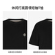 Jinba Men's Clothing (K-Boxing) Cotton Light Round Neck Casual Simple Solid Color Versatile Short Sleeve T-Shirt Men's BTCT1301 Black S