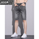 JEEP SPIRIT牛仔短裤男夏季薄款水洗五分裤潮流百搭弹力休闲中裤子男 867-1黑灰 28 (2尺1)