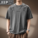 
JEEP SPIRIT Jeep Chinese style printed linen breathable short-sleeved T-shirt for men's summer thin loose large size light and quick-drying T-shirt 829 gray XL suitable for 150-170Jin [Jin equals 0.5 kg]