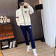 Adidas clover sportset reines Baumwoll-Sweatshirt Casual Jacket Damen Herbst und Winter Mode neuer Stil und Fleece warm warmes zweiteileres Tiefviolett Lila 100 Jin empfohlen [Jin ist 0,5 kg]