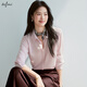 EIFLI (EIFINI) EIFLI ALTA ACÉTICO ACÉTICO La luz de la luz se siente adecuada para la camisa de desplazamiento básico para mujeres 2025 Summer Nuevo top informal versátil para mujeres de color rosa claro S 80-105Jin [Jin iguala 0.5 kg]