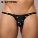 G-STATION sexy Japanese small style men's thong star polyester small mesh breathable quick-drying underwear white L