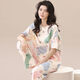 Langsha 100% pyjamas en coton pur pour les femmes au printemps et en été pantalon à manches courtes Femmes lâches décontractées Vêtements de maison de style coréen pour le costume d'automne T-9711 (pantalon à manches court)