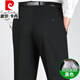 皮尔卡丹（pierre cardin）高档桑蚕丝夏季薄款条纹西裤男士直筒宽松中老年休闲免烫西装裤子 【高档桑蚕丝】9207黑色条纹 29 (2尺2)