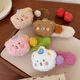 XPEL Plush Pudding Bear Clip Women's Autumn and Winter Large Duckbill Clip Headwear Side Bangs Hairpin Forehead Broken Hairpin Plush Bear Hairpin Set of 4 Approximately 13cm