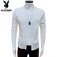 Playboy (PLAYBOY) trendy and versatile new jacquard fashion mid-sleeved shirt men's Korean casual simple shirt summer handsome slim 687 fashion black shirt XL suitable for 116-125 Jin [Jin equals 0.5 kg]