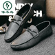 Woodpecker Summer and Automne Nouveaux chaussures de haricots pour hommes Version coréenne de Business Work Chaussures en cuir décontractées respirant les chaussures pour hommes en une étape polyvalente YL-D826 Black 39