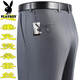 Playboy high-end mulberry silk drooping anti-wrinkle men's trousers summer thin middle-aged high-waist loose straight-leg professional pants T9906 blue-gray boutique thin 29 waist circumference 2 feet 2