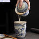 Yonghuan Ru Kiln Blue and White Tea Set Set 2024 New Household Tea Brewer Light Luxury Kung Fu Tea Cup Lid Bowl Gift Box Pack 9214 Lamb Fat Yujiangshan Sushi---- Gift Box Pack