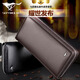 
Seven Wolf genuine leather men's wallet 2025 new mobile phone bag long large capacity handbag men's clutch with zipper wallet brown