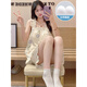 
CaileiKelai nightgown for women in summer with breast pads ice silk cool suspender pajamas summer ladies sweet and cute home clothes spring and autumn 3888 [Not removable chest pad] M [75-100Jin [Jin equals 0.5 kg]]