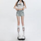 Light blue denim shorts for women in summer new high waist stretch slim fit a-line tight hip hot pants retro blue M