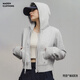 Maden Sportichk Shorm Slim Grey Shooded Whipper Sthipper Cardigan Спортивная куртка Top Spring Женщины Цветочные серые S