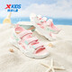 Xtep children's beach shoes for summer for girls, middle and large children with strap design for easy putting on and taking off, comfortable, breathable, fashionable and versatile sandals, ice cream pink/classic white 36