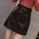 Black small leather skirt skirt for women spring and autumn new high-waist slim pu leather skirt anti-exposure A-line hip skirt black M