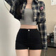 Small black tight denim shorts for women wearing summer high waist slim hot pants American pants black [WK-K503] S